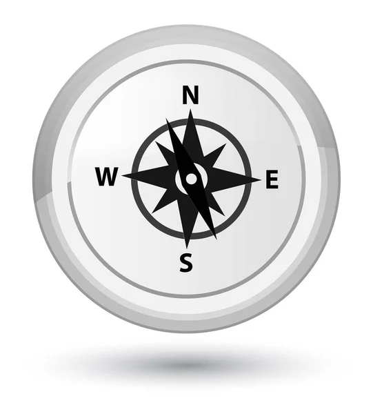 Compass icon prime white round button — Stock Photo, Image