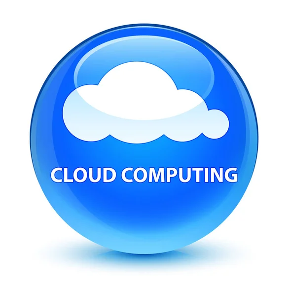 Cloud computing vetro ciano blu pulsante rotondo — Foto Stock