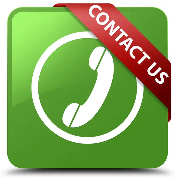 Kontaktieren Sie uns (Telefon-Symbol) weiche grüne quadratische Taste rotes Band in c — Stockfoto