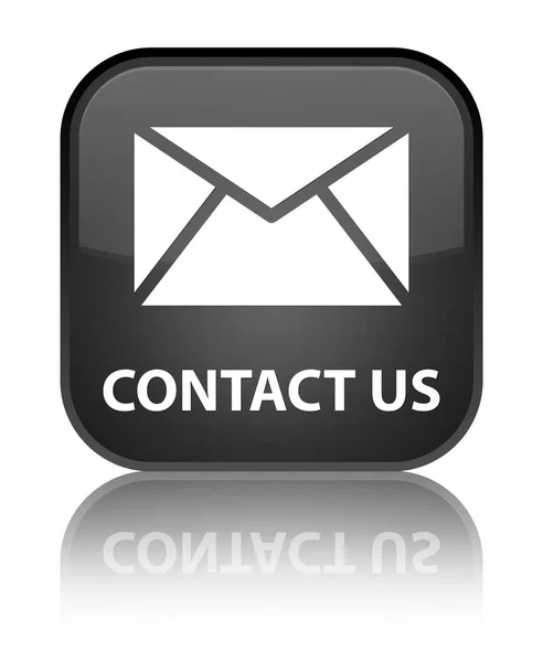 Kontakt (e-mail ikona) specjalne czarny kwadratowy przycisk — Zdjęcie stockowe