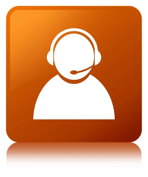 Customer care icon brown square button — Stock Photo, Image