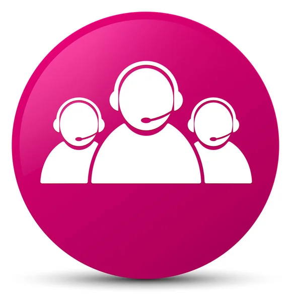 Customer care team icon pink round button