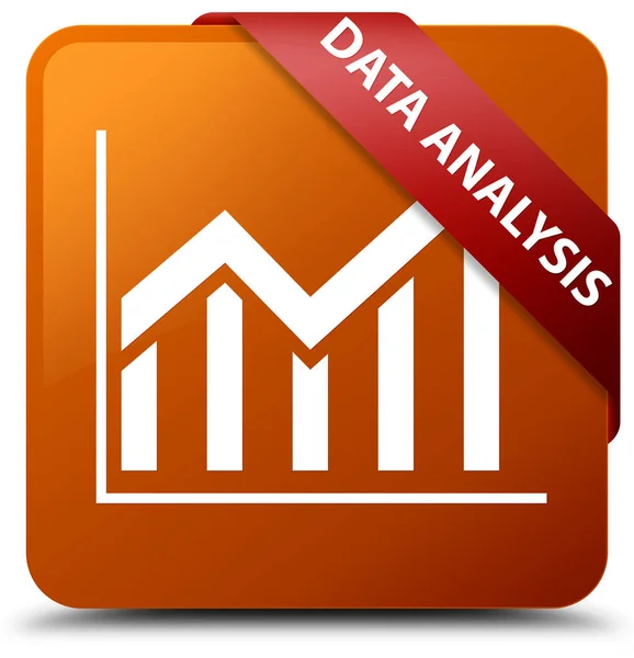 Data analysis (statistics icon) brown square button red ribbon i — Stock Photo, Image