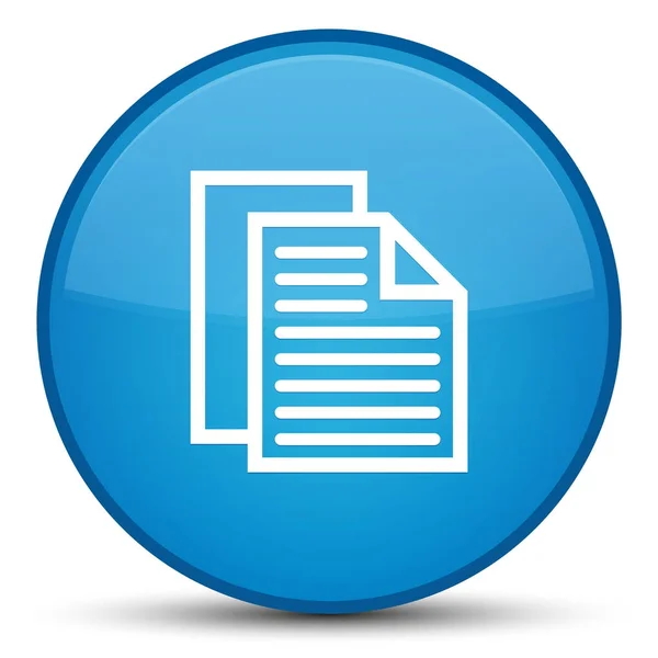 Document pages icon special cyan blue round button — Stock Photo, Image