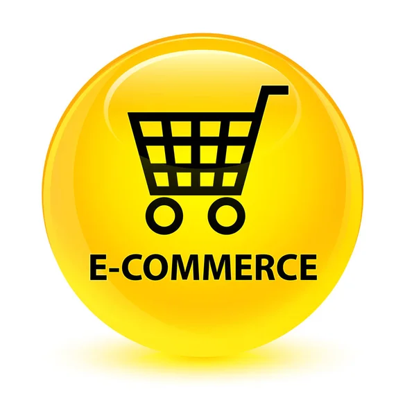 E-commerce glassy yellow round button — Stock Photo, Image