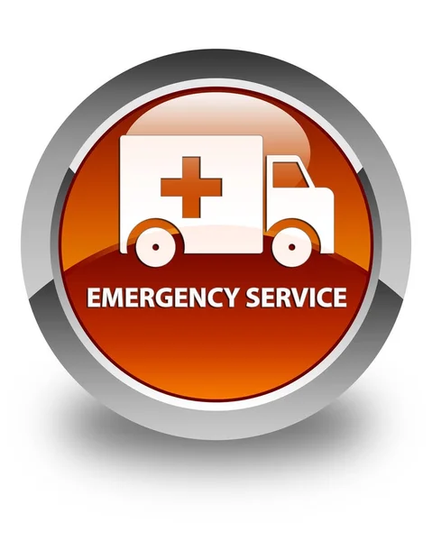 Servicio de emergencia brillante botón redondo marrón — Foto de Stock