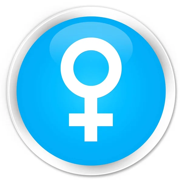 Kadın işareti simgesi sigorta primi camgöbeği mavi yuvarlak düğmesi — Stok fotoğraf