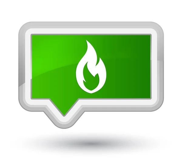 Tűz láng ikon elsődleges zöld zászló gomb — Stock Fotó
