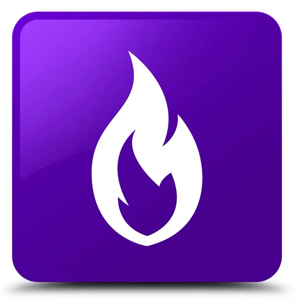 Ogień Płomień fioletowy ikona przycisku kwadrat — Zdjęcie stockowe