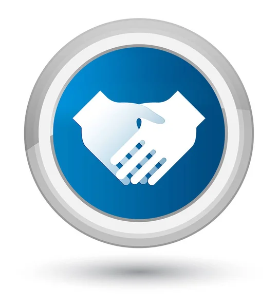 Handshake ikonen prime blå runda knappen — Stockfoto