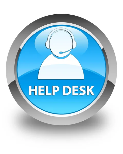 Escritorio de ayuda (icono de atención al cliente) botón redondo azul cian brillante —  Fotos de Stock