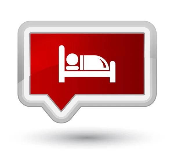 Hotel bed pictogram prime rode vlag knop — Stockfoto