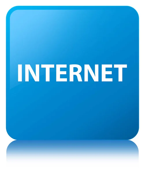 Internet cyan blue square button — Stockfoto