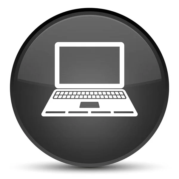 Icono del ordenador portátil botón redondo negro especial —  Fotos de Stock