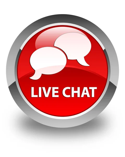 Livechat glanzende rode, ronde knop — Stockfoto