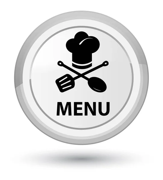 Menú (icono del restaurante) botón redondo blanco primo —  Fotos de Stock