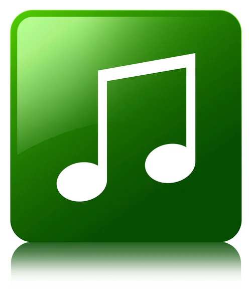 Ícone de música botão quadrado verde — Fotografia de Stock