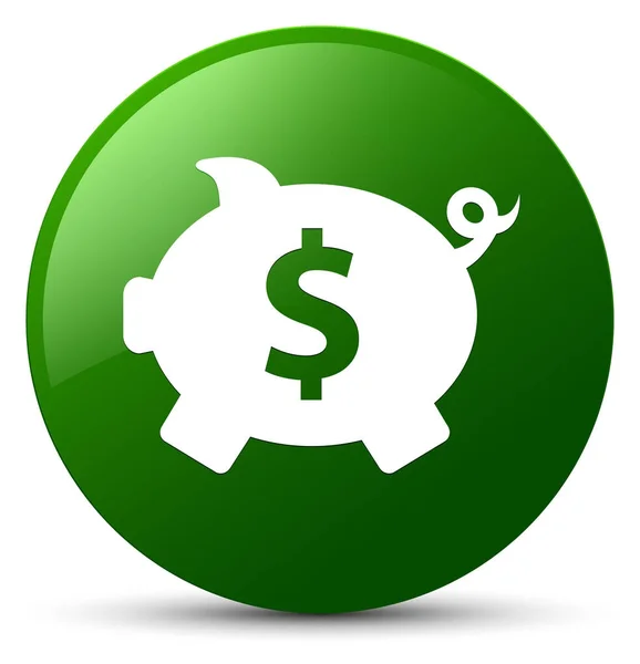 Piggy banco dólar sinal ícone verde botão redondo — Fotografia de Stock