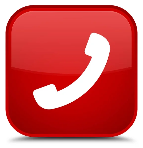 전화 아이콘 특별 한 빨간색 사각형 버튼 — 스톡 사진