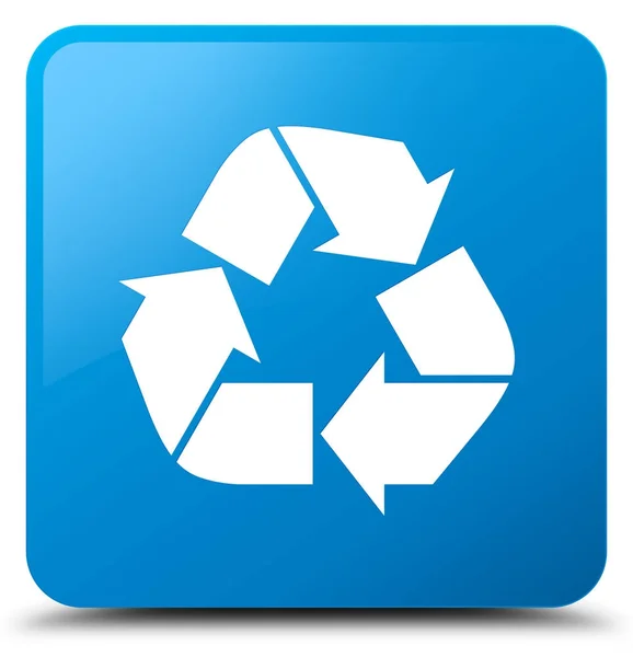 Pictogram cyaan blauw vierkante knop recyclen — Stockfoto