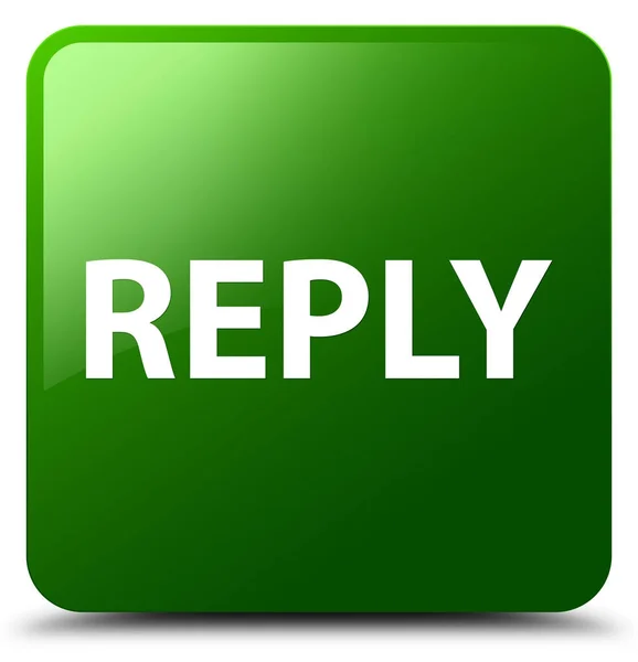 Reply green square button — Stock Photo, Image