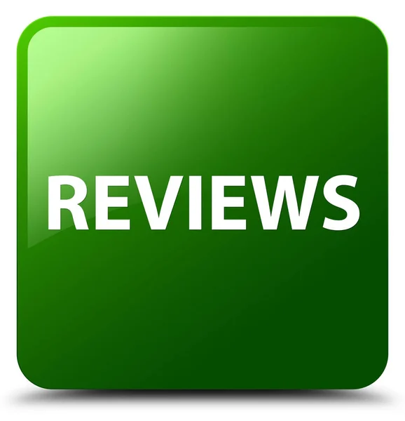 Reviews green square button — Stock Photo, Image