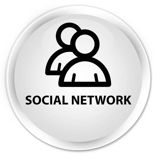Rede social (ícone de grupo) botão redondo branco premium — Fotografia de Stock