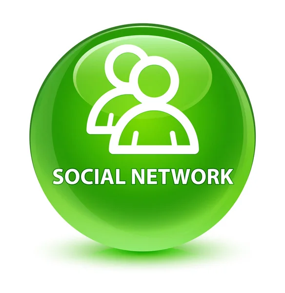 Soziales Netzwerk (Gruppensymbol) glasiger grüner runder Knopf — Stockfoto