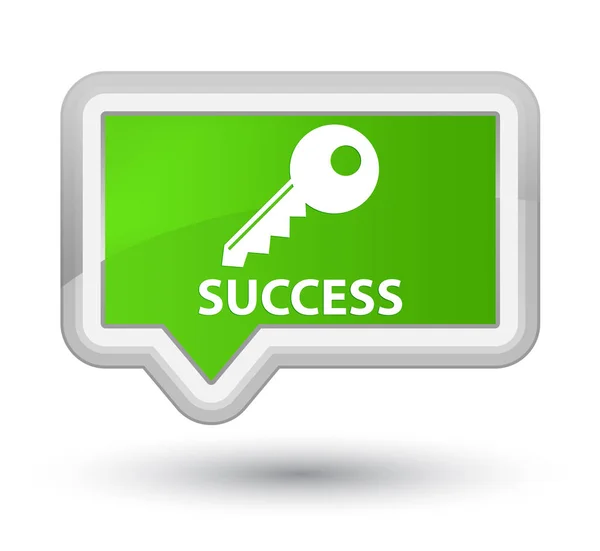 Succes (sleutel icoon) eerste zachte groene banner knop — Stockfoto
