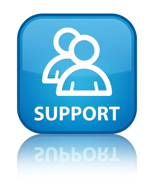 Suporte (ícone de grupo) botão quadrado azul ciano especial — Fotografia de Stock