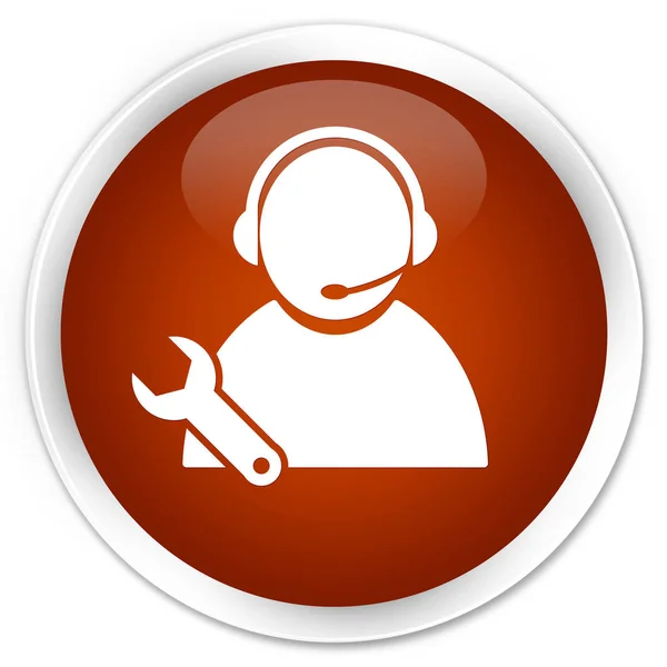 Tech support icon premium brown round button — Stock Photo, Image