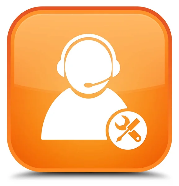 Tech support ikonen särskilda orange fyrkantiga knappen — Stockfoto