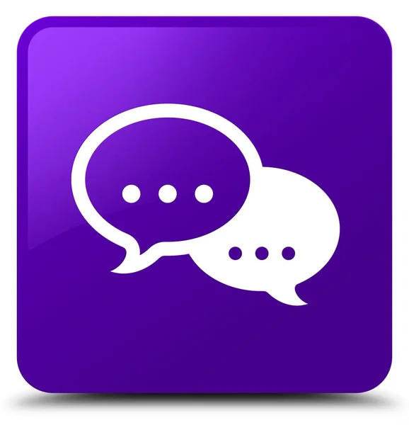 Talk bubble icon purple square button — Stock Photo, Image