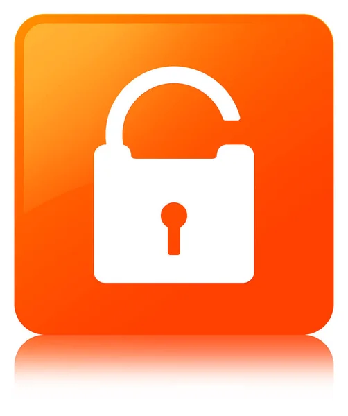 Desbloquear ícone laranja botão quadrado — Fotografia de Stock