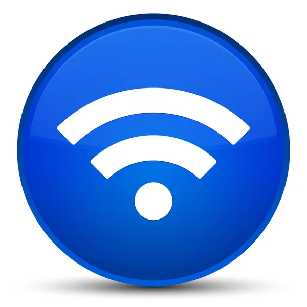 WiFi kutsal kişilerin resmi özel mavi yuvarlak düğme — Stok fotoğraf