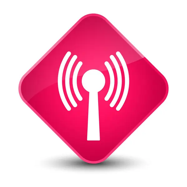 Ícone de rede Wlan elegante botão de diamante rosa — Fotografia de Stock