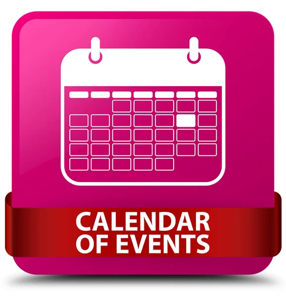 途中でイベント ピンクの正方形ボタン赤いリボンのカレンダー — ストック写真