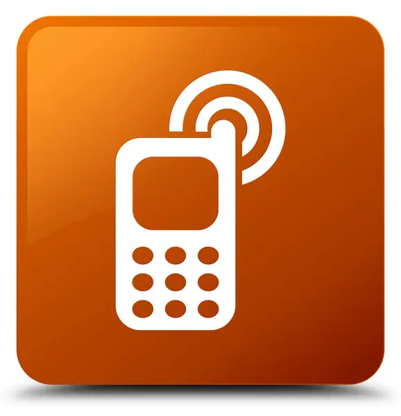 Cellphone ringing icon brown square button — Stock Photo, Image