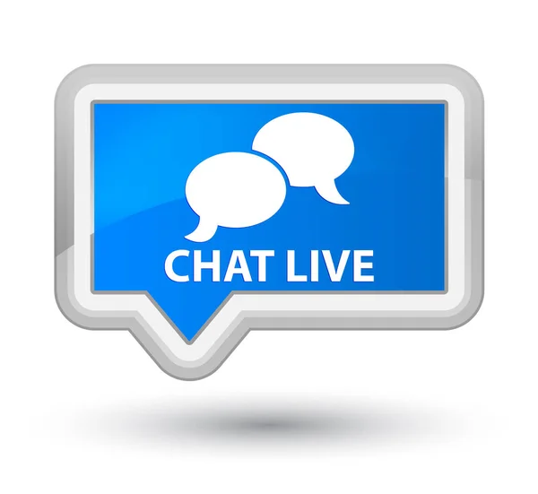 Live chat prime cyaan blauw banner knop — Stockfoto
