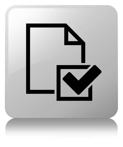 Checklist icon white square button — Stock Photo, Image