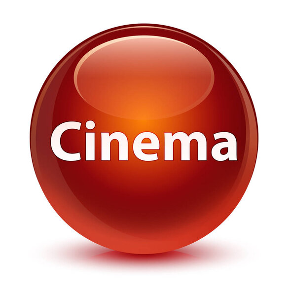 Cinema isolated on glassy brown round button abstract illustration