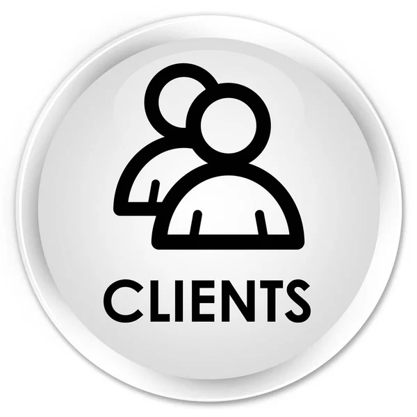Clients (group icon) premium white round button — Stock Photo, Image