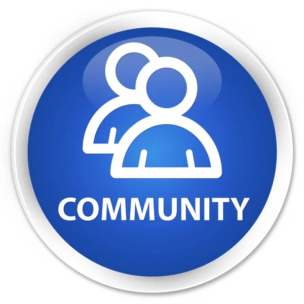Comunidade (ícone de grupo) botão redondo azul prémio — Fotografia de Stock