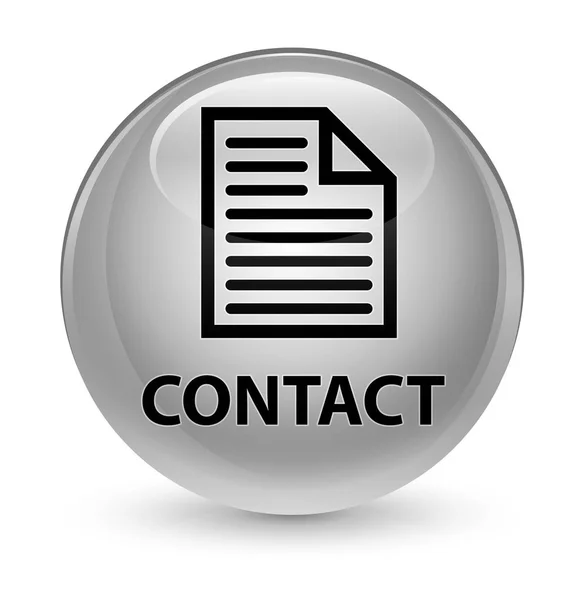 Contacto (icono de página) botón redondo blanco vidrioso —  Fotos de Stock