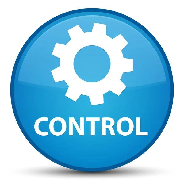 Kontroll (inställningsikonen) särskilda cyan blå runda knappen — Stockfoto