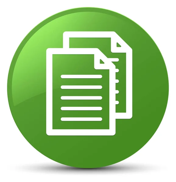 Documents icon soft green round button — Stock Photo, Image