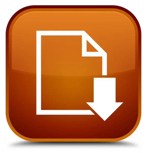 Pobierz dokument ikonę specjalne brązowy kwadratowy przycisk — Zdjęcie stockowe