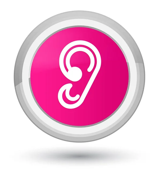 Orelha ícone rosa botão redondo — Fotografia de Stock