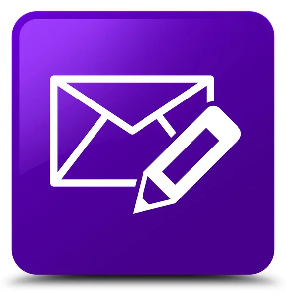 Edit email icon purple square button — Stock Photo, Image