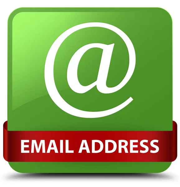 Endereço de e-mail macio verde quadrado botão fita vermelha no meio — Fotografia de Stock